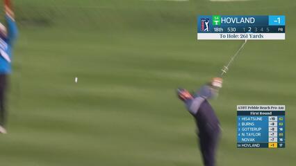 Viktor Hovland hits 255-yard approach to 21 feet, sets up birdie on No. 18 at AT&T Pebble Beach