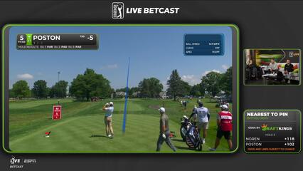 J.T. Poston sinks 43-foot birdie putt on No. 5 at Travelers