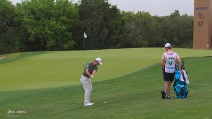 Maverick McNealy gets up-and-down from 40 yards for birdie on No. 17 at Valero