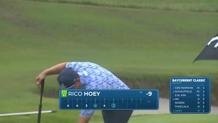 Rico Hoey sinks 70-foot eagle putt on No. 6 at Baycurrent