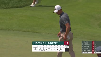 Maverick McNealy drains 9-foot birdie putt on No. 8 at BMW Championship