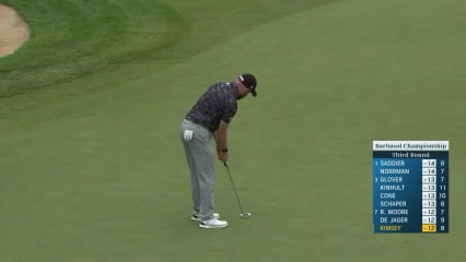 Nathan Kimsey rolls in a 10-foot putt for birdie at Barbasol