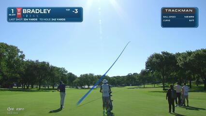 Keegan Bradley sinks 6-foot putt for birdie on No. 1 at Charles Schwab