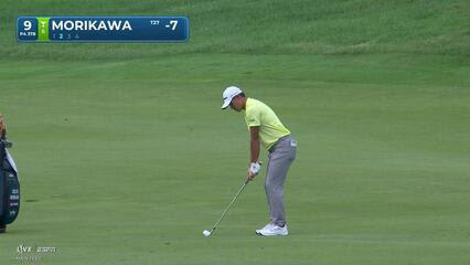 Collin Morikawa sinks 19-foot birdie putt on No. 9 at Travelers