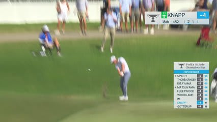 Jake Knapp gets up-and-down from 171 yards for birdie on No. 18 at FedEx St. Jude