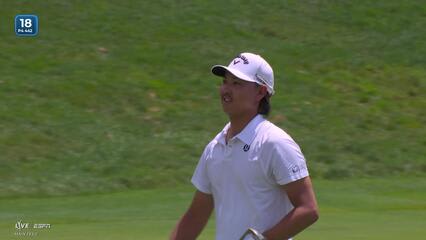 Min Woo Lee gets up-and-down from 132 yards for birdie on No. 18 at Travelers