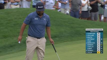 J.J. Spaun sinks 11-foot putt for birdie on No. 2 at Travelers
