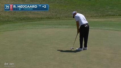Rasmus Højgaard sinks 10-foot birdie putt on No. 14 at Valspar