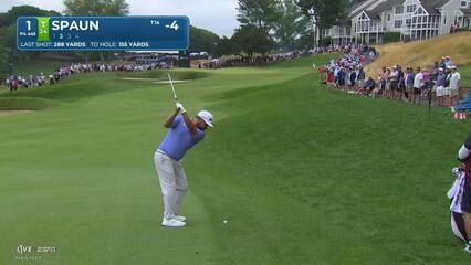 J.J. Spaun gets up-and-down from 156 yards for birdie on No. 1 at Travelers