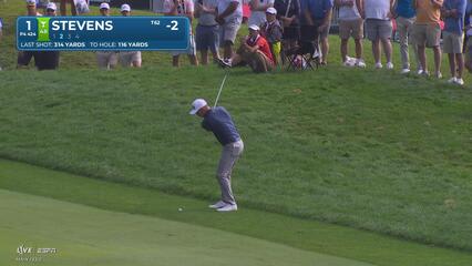 Sam Stevens's 114-yard approach sets up birdie on No. 1 at Travelers