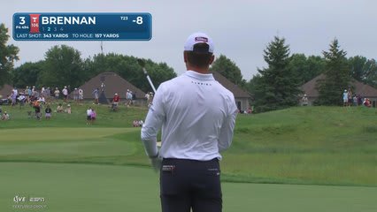 Michael Brennan sinks 23-foot birdie putt on No. 3 at 3M Open