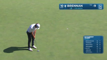 Michael Brennan sinks 27-foot birdie putt on No. 10 at Baycurrent