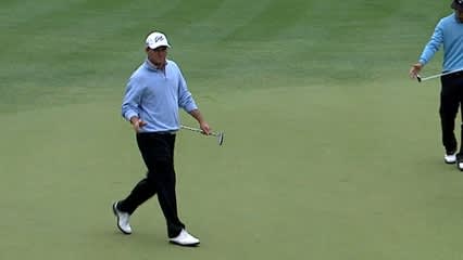 Nicholas Thompson pours in a 45-foot putt for birdie at RBC Heritage