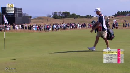 Matt Fitzpatrick drains 22-foot birdie putt on No. 14 at Genesis Scottish Open