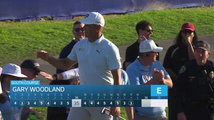 Gary Woodland sinks 34-foot birdie putt on No. 17 at Farmers