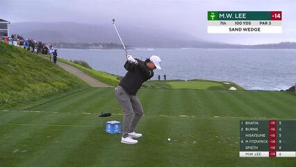 Min Woo Lee hits 102-yard tee shot to 8 feet, sets up birdie on No. 7 at AT&T Pebble Beach