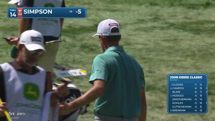 Webb Simpson sinks 6-foot birdie putt on No. 14 at John Deere