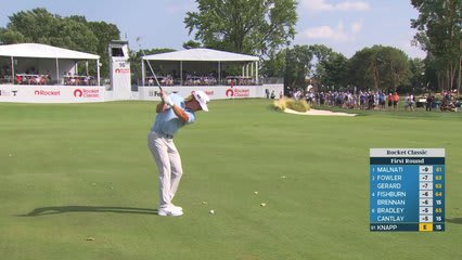 Jake Knapp drains 11-foot putt for birdie on No. 16 at Rocket Classic