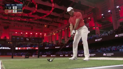 Tiger Woods hits signature stinger shot in return at TGL Finals