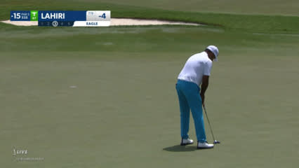 Anirban Lahiri converts a birdie putt at Wyndham