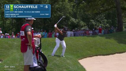 Xander Schauffele sinks 7-foot putt for birdie on No. 13 at Travelers