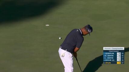 J.J. Spaun sinks 17-foot birdie putt on No. 18 at Procore