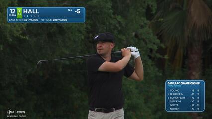 Harry Hall taps in his birdie on No. 12 at Cadillac