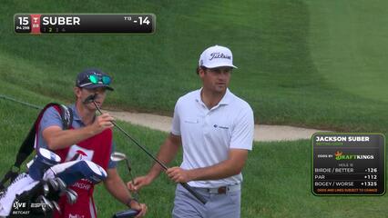 Jackson Suber holes 63-yard shot for birdie on No. 15 at Travelers