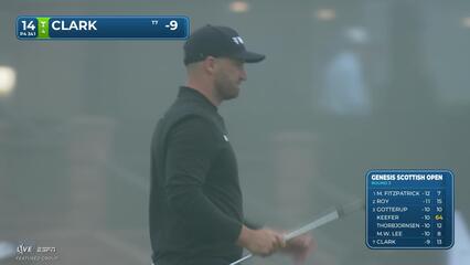 Wyndham Clark drains 9-foot putt for birdie on No. 14 at Genesis Scottish Open