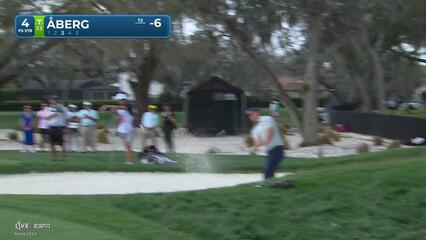 Ludvig Åberg chips in from 75 feet for birdie on No. 4 at Arnold Palmer