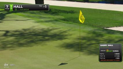 Harry Hall sinks 36-foot birdie putt on No. 7 at RBC Heritage