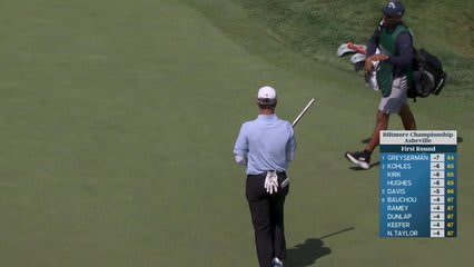 Max Greyserman drains 6-foot putt for birdie on No. 17 at Biltmore