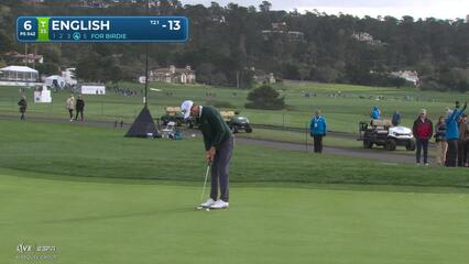 Harris English taps in from 2 feet for birdie on No. 6 at Pebble Beach