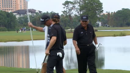 Team Trevino gets up and down to birdie No. 5 at PNC Father Son