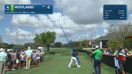 Viktor Hovland buries 34-foot eagle putt on No. 4 at Arnold Palmer