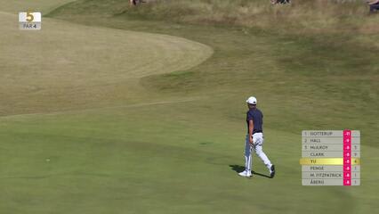 Kevin Yu sinks a 21-foot birdie putt on No. 5 at Genesis Scottish Open