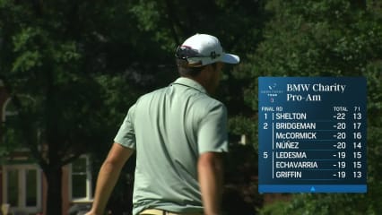 Ryan McCormick drains eagle putt from off the green at BMW Charity Pro-Am