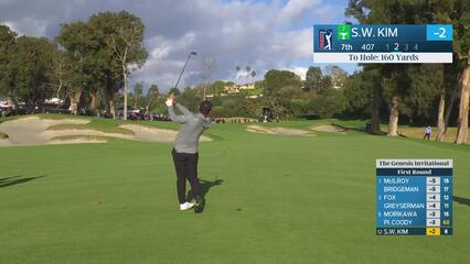 Si Woo Kim hits 154-yard approach to 13 feet, sets up birdie on No. 7 at The Genesis