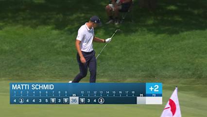 Matti Schmid chips in for eagle at Travelers