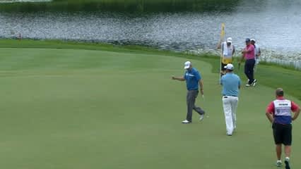 Justin Hicks converts his 15-foot birdie putt on No. 15 at RBC Canadian