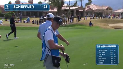 Scottie Scheffler hits 93-yard approach to 2 feet, sets up birdie on No. 7 at The American Express