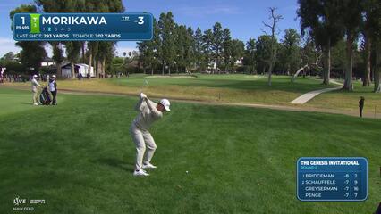 Collin Morikawa hits 204-yard approach to 22 feet, sets up birdie on No. 1 at The Genesis