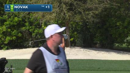 Andrew Novak sinks 28-foot birdie putt on No. 1 at Arnold Palmer