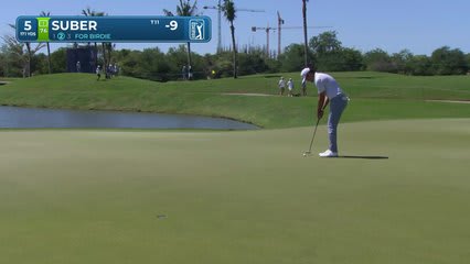 Jackson Suber sinks 40-foot birdie putt on No. 5 at Mexico Open