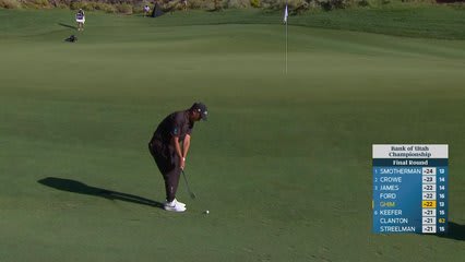 Doug Ghim sinks 4-foot putt for birdie on No. 14 at Bank of Utah
