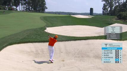 Rickie Fowler's fine fairway bunker shot sets up birdie on No. 10 at BMW Championship