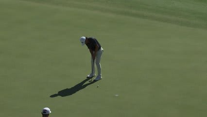 Kihei Akina drains 5-foot putt for birdie on No. 14 at Bank of Utah