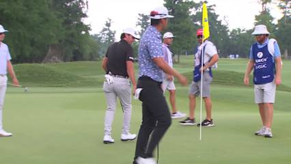 Kevin Velo holes out for birdie from 30-feet on No. 8 at Zurich Classic