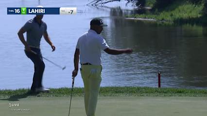 Anirban Lahiri makes 14-foot birdie putt on No. 16 at John Deere