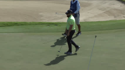 Tyrrell Hatton holes a 23-foot birdie putt at Sony Open